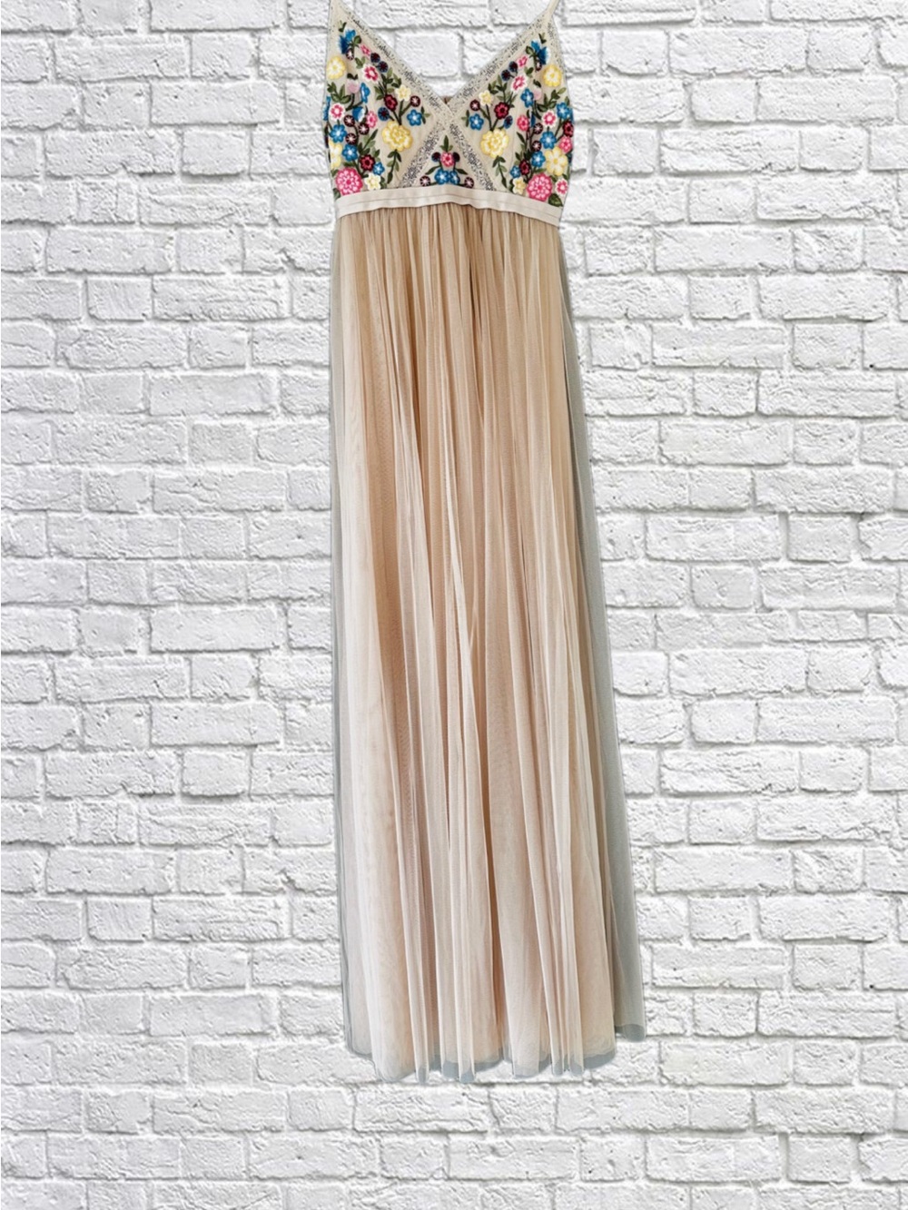 Needle & Thread Ethereal Tulle Maxi Dress with Embroidered Floral Bodice